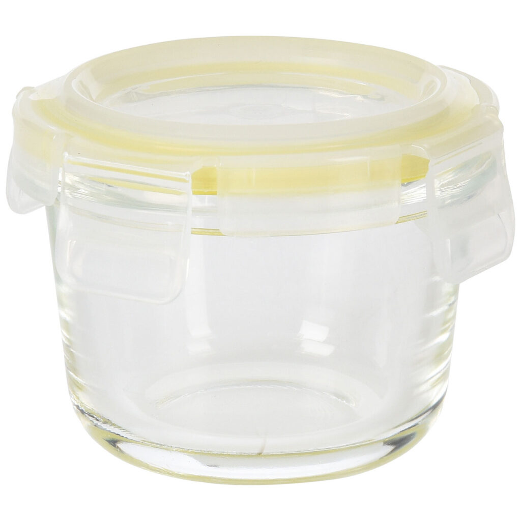 Kleine Frischhaltedose rund aus Glas mit Klick-Verschluss, 100 ml Kleine Frischhaltedose rund aus Glas mit Klick-Verschluss, 100 ml