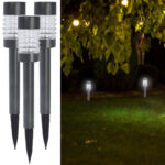 3er-Set LED-Solarleuchte mit Edelstahl, Wegeleuchten