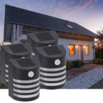 4er-Set Solar-Aussenbeleuchtung mit PIR-Bewegungssensor, Wandleuchte