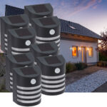 8er-Set Solar-Aussenbeleuchtung mit PIR-Bewegungssensor, Wandleuchte