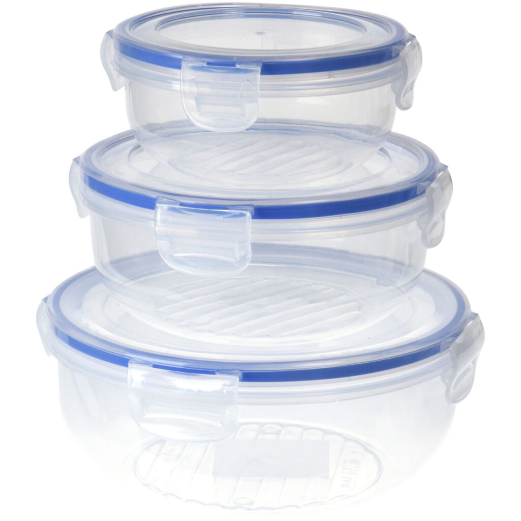3er Set Frischhaltedosen mit Clip-Deckel, rund, 400 ml, 800 ml, 1400 ml 3er Set Frischhaltedosen mit Clip-Deckel, rund, 400 ml, 800 ml, 1400 ml