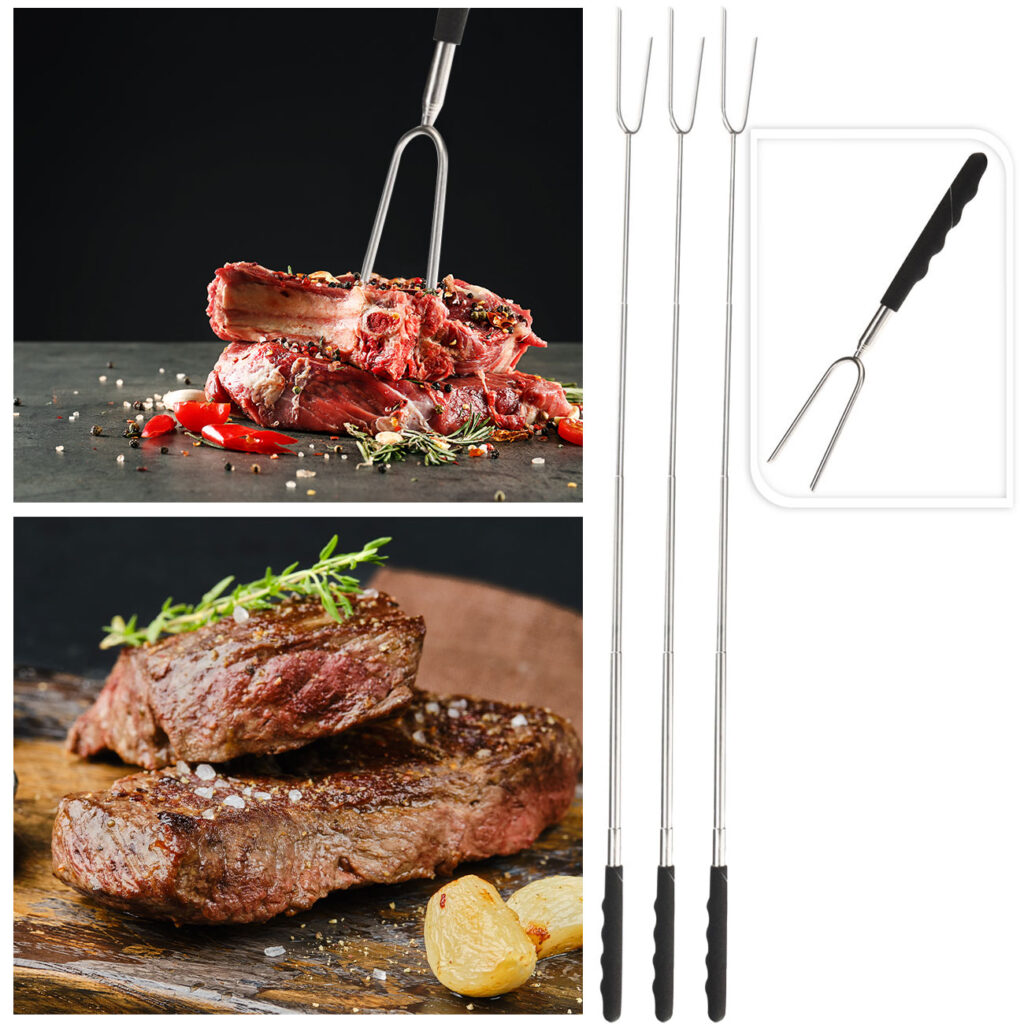 3er-Set Grillgabel mit Teleskopgriff