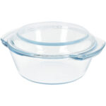 Glas Auflaufform mit Deckel, rund, 1000 ml, 20,5 x 18 x 8,5 cm
