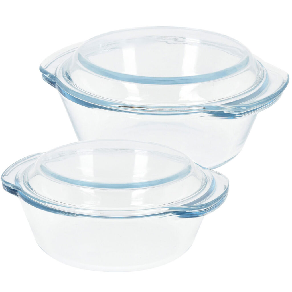 2er-Set Glas Auflaufform mit Deckel, rund, 1000 ml & 1700 ml 2er-Set Glas Auflaufform mit Deckel, rund, 1000 ml & 1700 ml