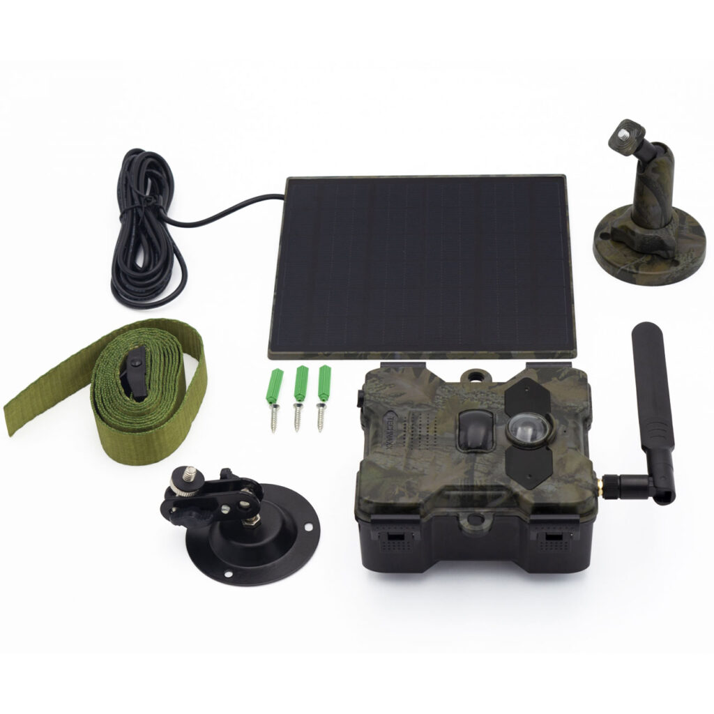 4G Wildkamera, LTE, FullHD, 4MP, Akkubetrieben, APP inkl. Solarpanel, IP66 4G Wildkamera, LTE, FullHD, 4MP, Akkubetrieben, APP inkl. Solarpanel, IP66