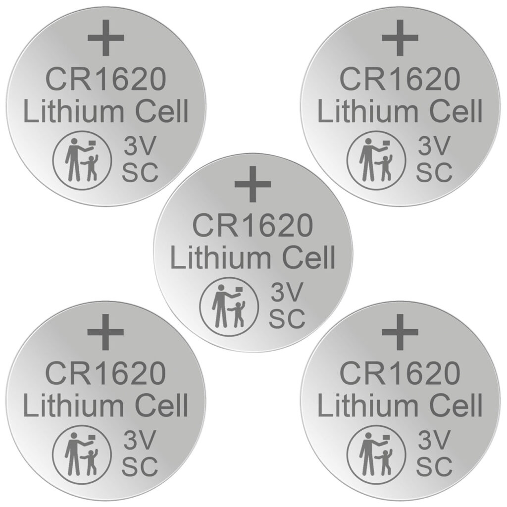 5er-Set Lithium-Knopfzelle CR1620, 3V / 70mAh