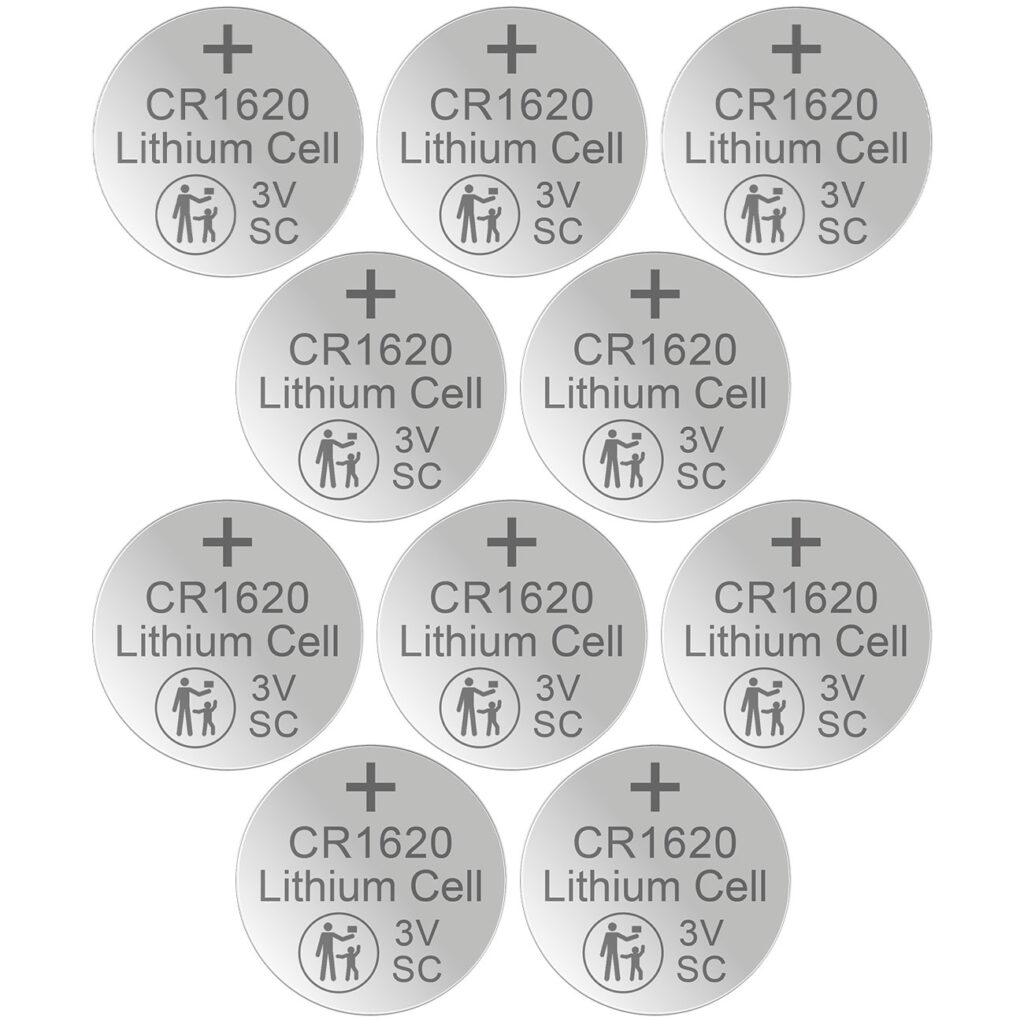 10er-Set Lithium-Knopfzelle CR1620, 3V / 70mAh