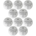 10er-Set Lithium-Knopfzelle CR2016, 3V / 90mAh
