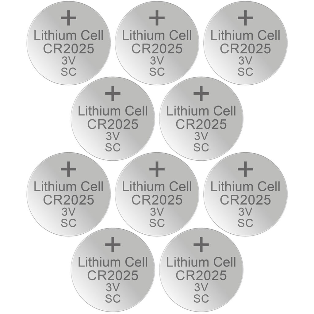 10er-Set Lithium-Knopfzelle CR2025, 3V / 170mAh