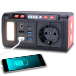 Kompakte Powerstation & Solargenerator, LED-Leuchte, 120W, 12/230V, 88,8 Wh