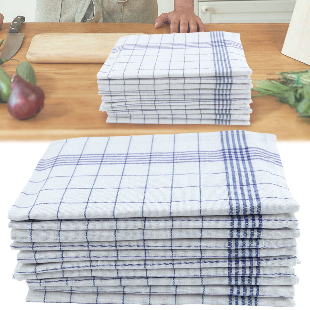 10er-Set Halb-Leinen-Geschirrtücher, blau-weiss, 70 x 50 cm 10er-Set Halb-Leinen-Geschirrtücher, blau-weiss, 70 x 50 cm