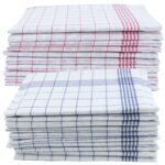 20er-Set Halb-Leinen-Geschirrtücher, rot-weiss, blau-weiss, 70 x 50 cm