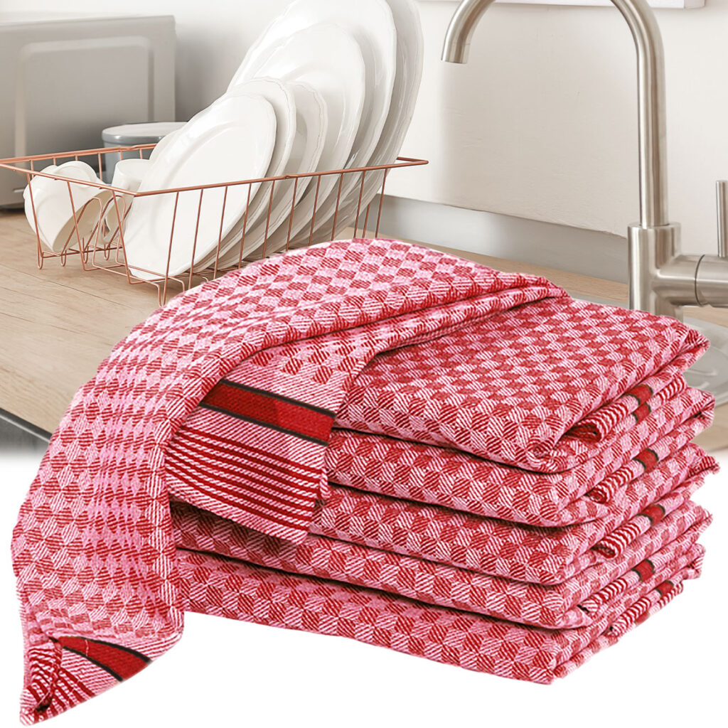 10er-Set Grubentücher, rot-grau, Geschirrtücher 45 x 90 cm 10er-Set Grubentücher, rot-grau, Geschirrtücher 45 x 90 cm