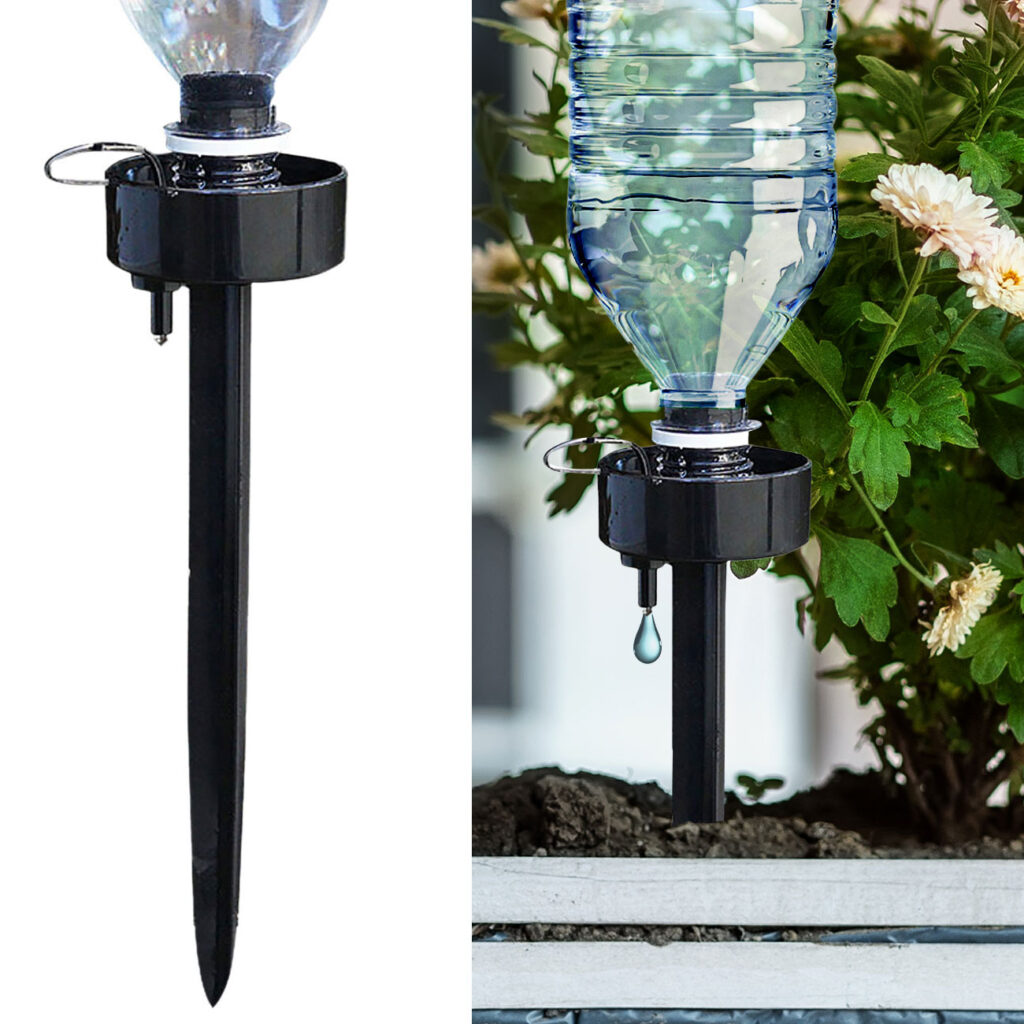 Bewässerungs-System mit PET-Flaschen-Aufsätzen für Pflanzen, 6er-Set, regulierbar Bewässerungs-System mit PET-Flaschen-Aufsätzen für Pflanzen, 6er-Set, regulierbar
