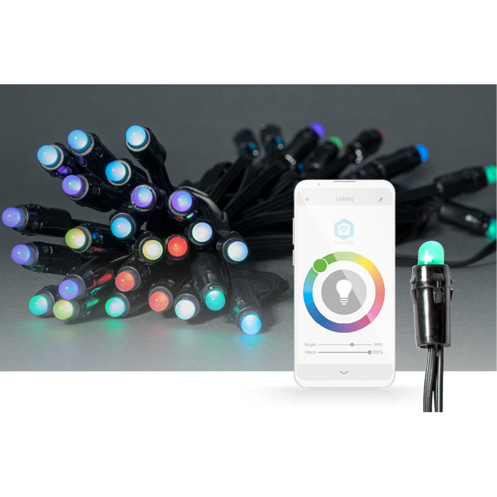 RGB SmartLife LED Lichterkette, 48 LEDs, mehrfarbig, IP65, 10,8 m RGB SmartLife LED Lichterkette, 48 LEDs, mehrfarbig, IP65, 10,8 m