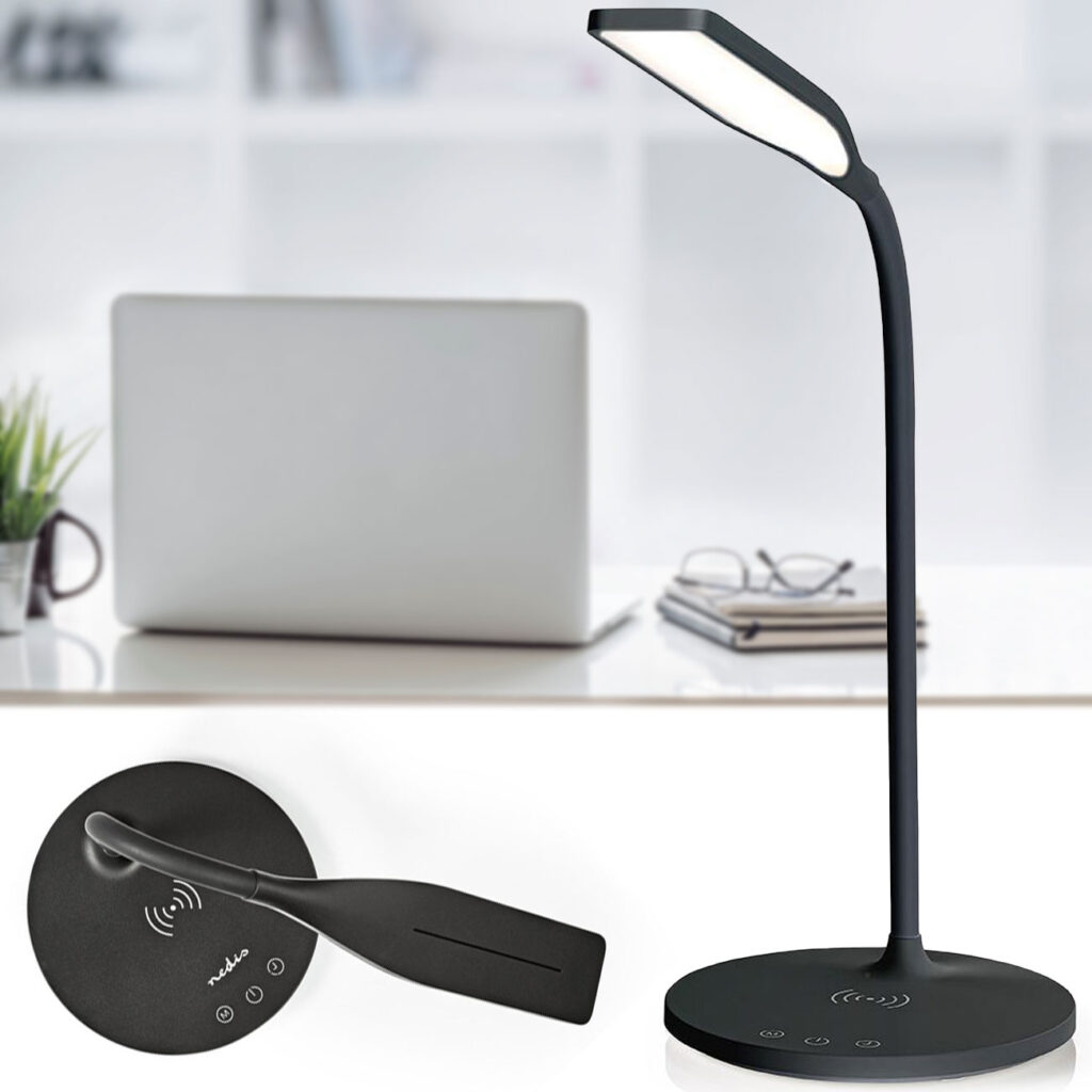 LED-Schreibtisch-Lampe mit Qi Ladegerät, Dimmfunktion, 17 x 59,5 x 17cm LED-Schreibtisch-Lampe mit Qi Ladegerät, Dimmfunktion, 17 x 59,5 x 17cm