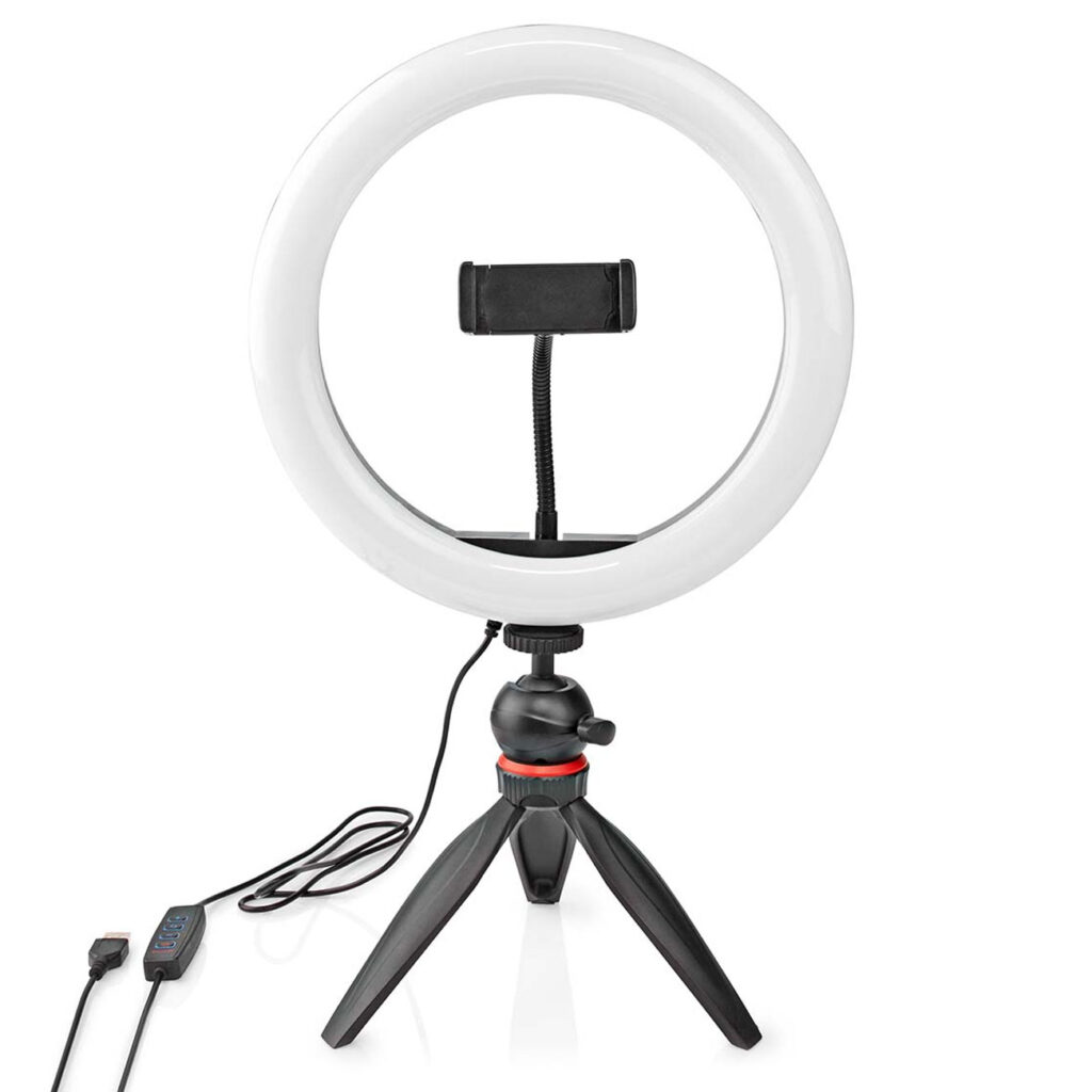Profi Ringlicht mit Stativ, LED Tischringlicht, 10 Helligkeitsstufen, ¢ 26 cm, 2700-6700K Profi Ringlicht mit Stativ, LED Tischringlicht, 10 Helligkeitsstufen, ¢ 26 cm, 2700-6700K