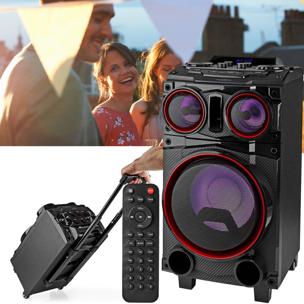 Mobiler Party Bluetooth Lautsprecher, LED-Licht, Subwoofer, Equalizer, 120 W Mobiler Party Bluetooth Lautsprecher, LED-Licht, Subwoofer, Equalizer, 120 W