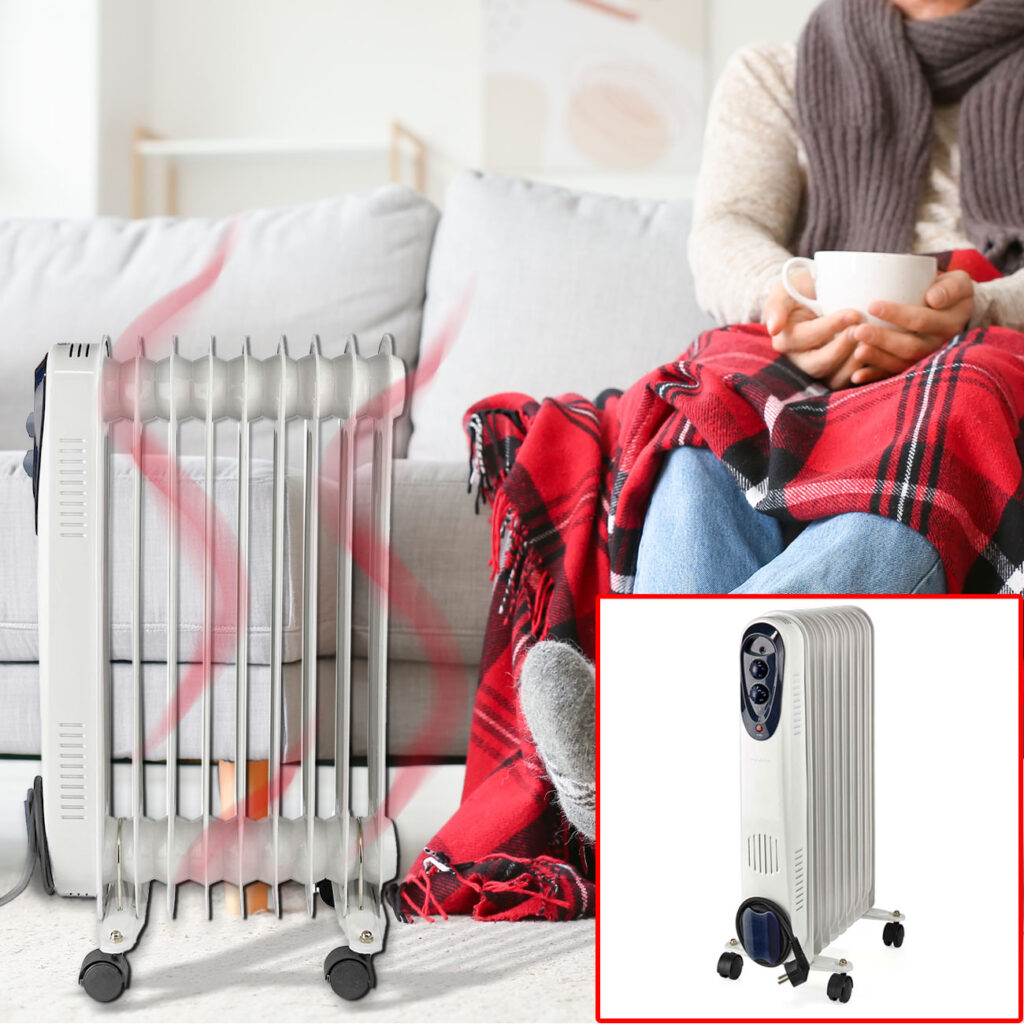 Mobiler Öl Radiator, 9 Rippen, Heizkörper, 800, 1200, 2000 W Mobiler Öl Radiator, 9 Rippen, Heizkörper, 800, 1200, 2000 W
