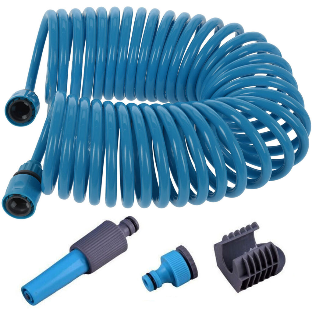 Gartenschlauch, blau, mit Sprühaufsatz, Länge 10 m Gartenschlauch, blau, mit Sprühaufsatz, Länge 10 m