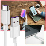 Schnellladekabel USB Typ C, weiss, 5A, L 1,0 m