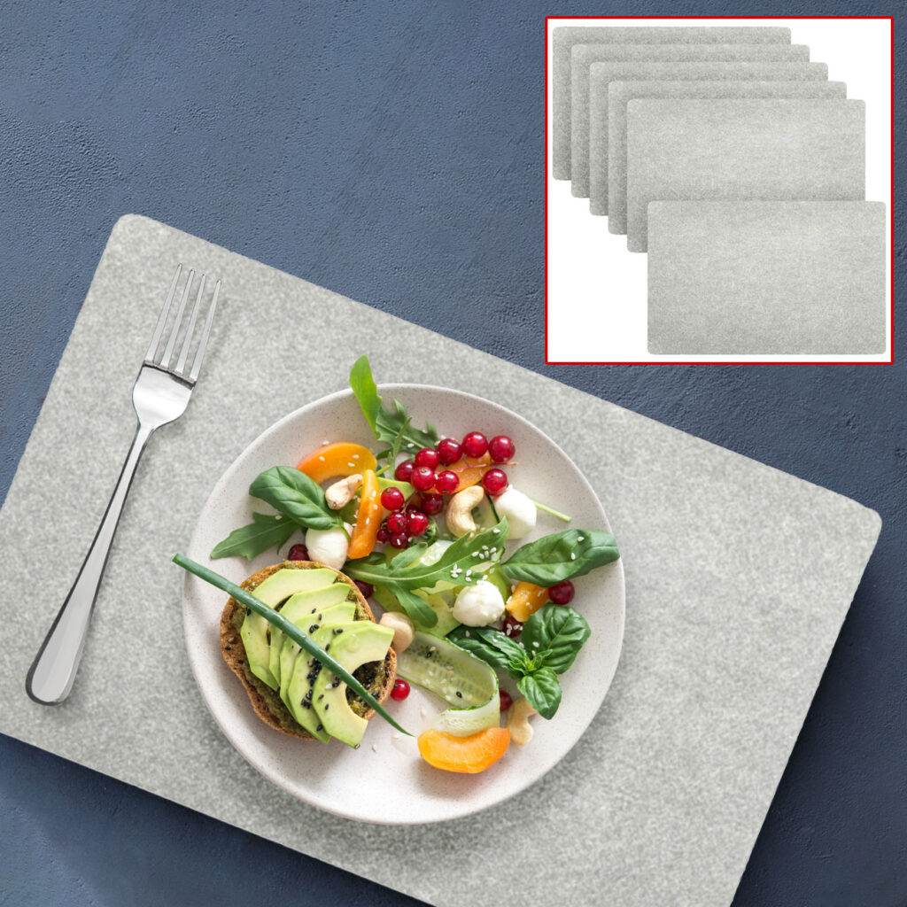 6er-Set Tischset aus Filz, hellgrau, rechteckiges Platzdeckchen, 45 x 30 cm 6er-Set Tischset aus Filz, hellgrau, rechteckiges Platzdeckchen, 45 x 30 cm