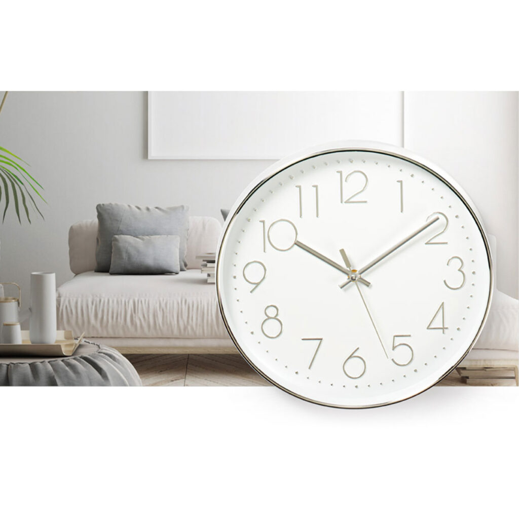 Wanduhr mit edlen Goldakzenten und weissem Hintergrund, Küchenuhr, 30,5 cm Wanduhr mit edlen Goldakzenten und weissem Hintergrund, Küchenuhr, 30,5 cm