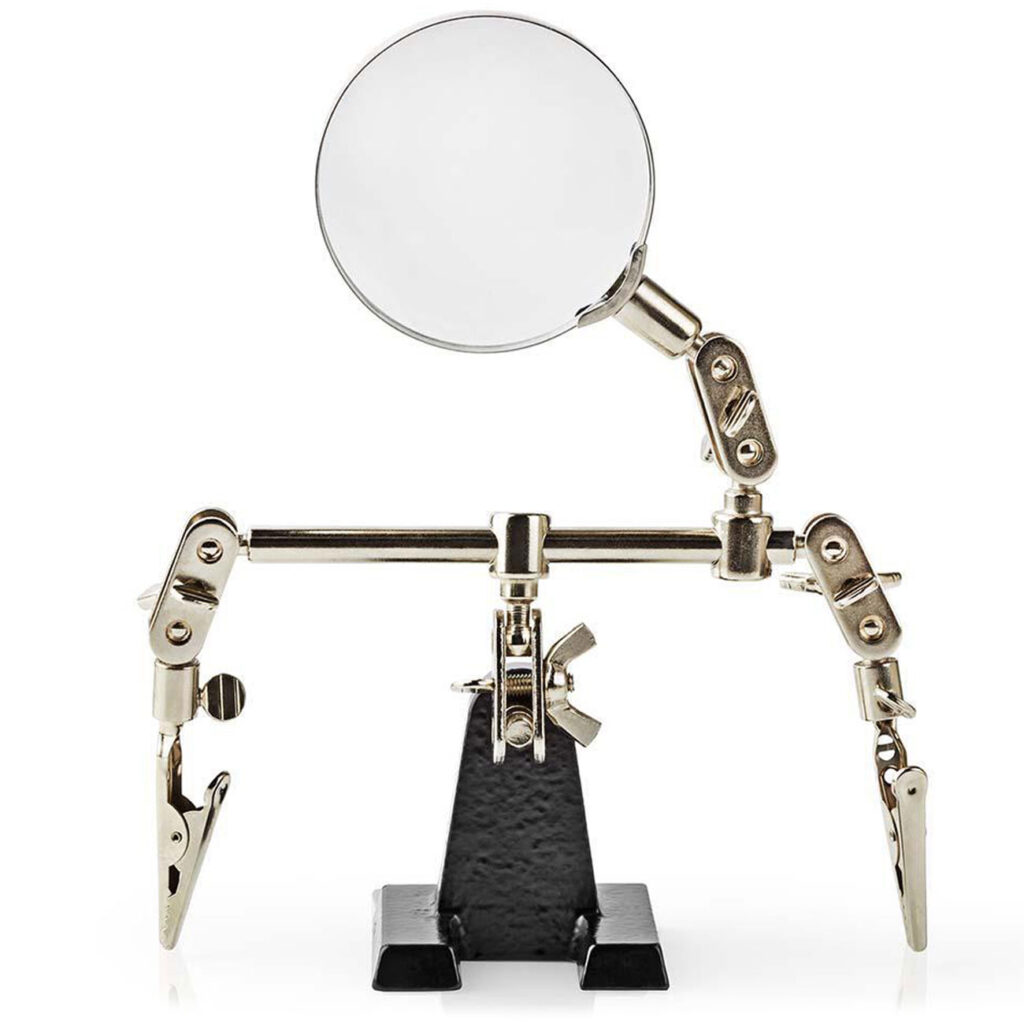 Montageständer mit Lupe, Platinenhalter mit 2 Krokodilklemmen Montageständer mit Lupe, Platinenhalter mit 2 Krokodilklemmen
