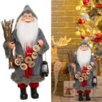 Weihnachtsmann, Santa, grau-rot, Weihnachts-Dekoration, H 45 cm