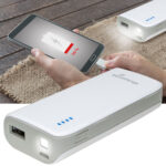 Powerbank, 5.200mAh mit LED-Taschenlampe, USB-A, weiss/grau