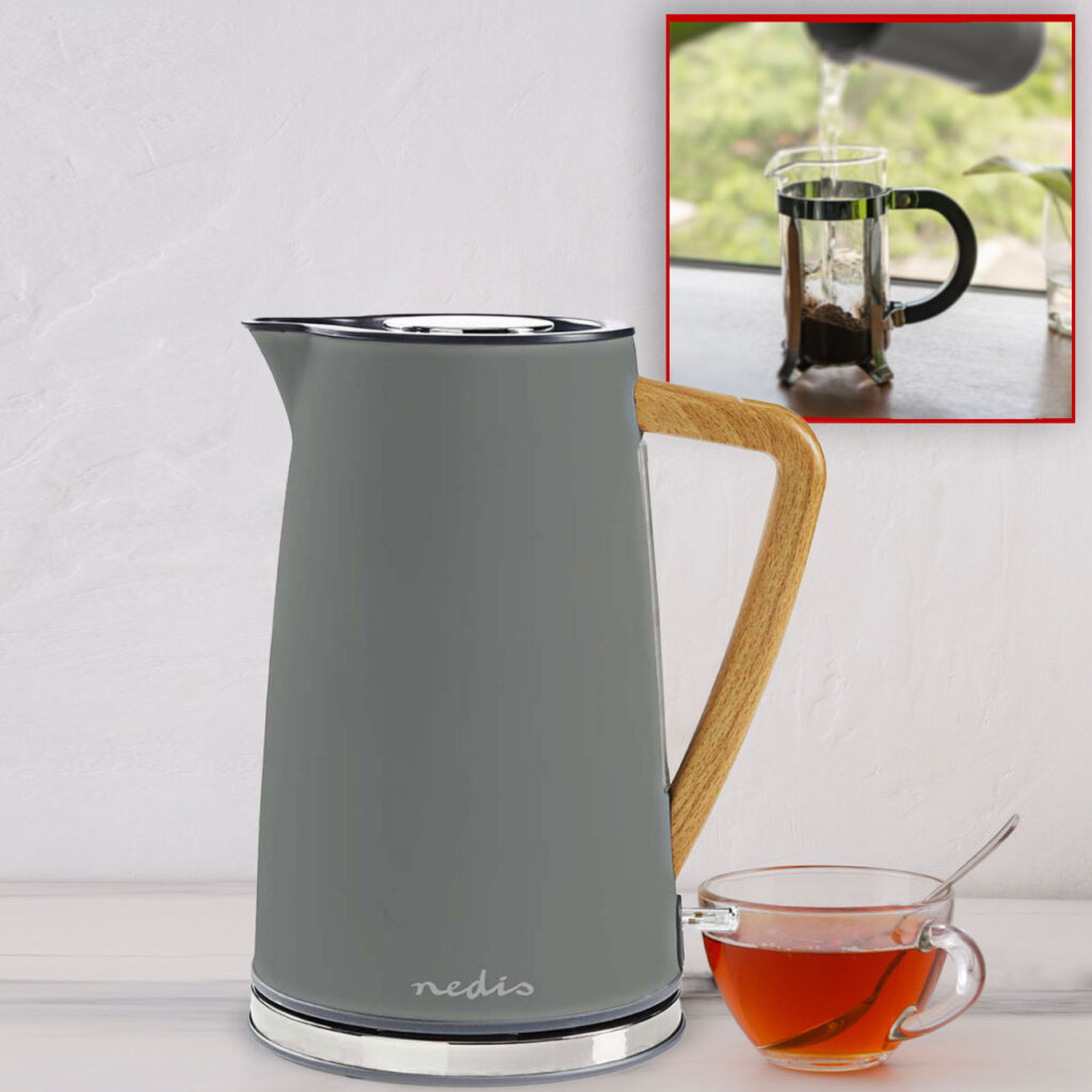 Design Wasserkocher, 360° drehbar, Soft Touch, 1.7 l, 2200 W, grau Design Wasserkocher, 360° drehbar, Soft Touch, 1.7 l, 2200 W, grau