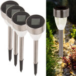 4er-Set LED Gartenstecker mit Solarzelle, 36 cm hoch