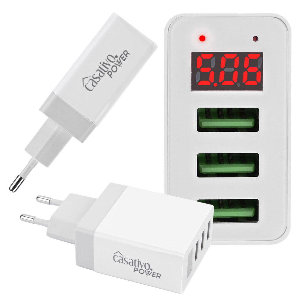 2er-Set Multi-Port Ladegerät mit 3 USB-Ports & LED-Display, je 5 V / 2,4 A 2er-Set Multi-Port Ladegerät mit 3 USB-Ports & LED-Display, je 5 V / 2,4 A
