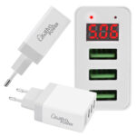 2er-Set Multi-Port Ladegerät mit 3 USB-Ports & LED-Display, je 5 V / 2,4 A