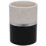 Keramikbecher mit Schwarz-Beige-Look, 11 x 7,2 cm