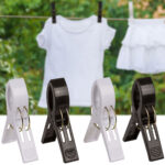 Wäscheklammern, gross, 4er-Set für Badehandtücher, schwarz/weiss