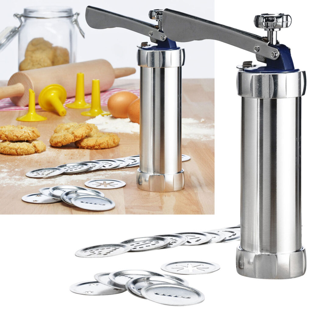 Gebäckpresse mit 20 Formscheiben & 4 Spritzaufsätzen Gebäckpresse mit 20 Formscheiben & 4 Spritzaufsätzen