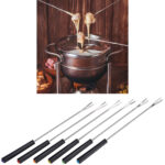 6 Fondue-Gabeln mit schwarzem Griff aus Edelstahl, farbcodiert