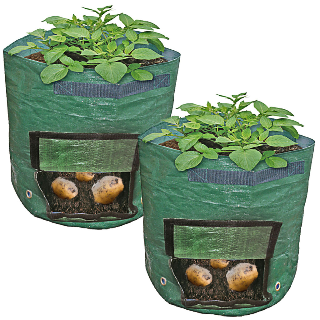 2er-Set Pflanzsack mit Erntefenster, 43 Liter, Ø 35 x H 45 cm 2er-Set Pflanzsack mit Erntefenster, 43 Liter, Ø 35 x H 45 cm