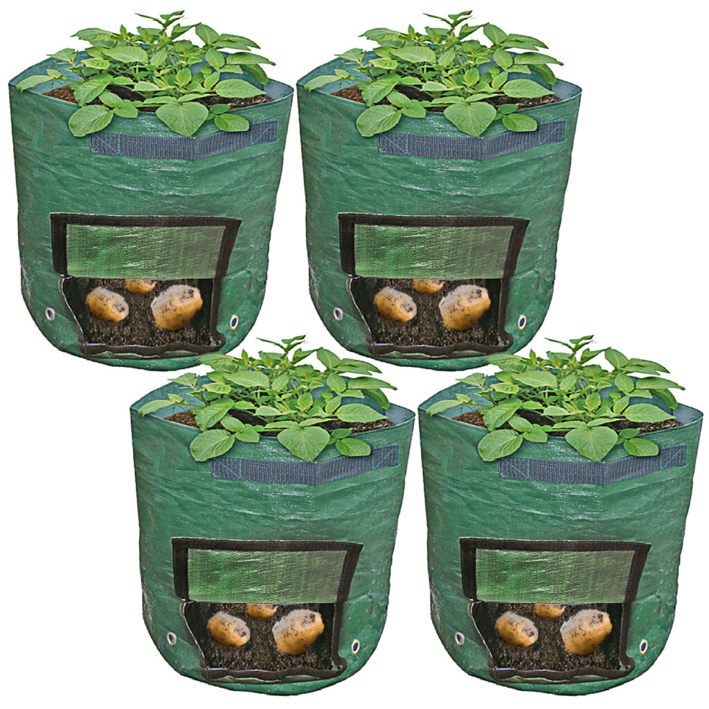 4er-Set Pflanzsack mit Erntefenster, 43 Liter, Ø 35 x H 45 cm 4er-Set Pflanzsack mit Erntefenster, 43 Liter, Ø 35 x H 45 cm