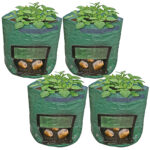 4er-Set Pflanzsack mit Erntefenster, 43 Liter, Ø 35 x H 45 cm