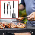 Grillbesteck aus Edelstahl, 3-teilig