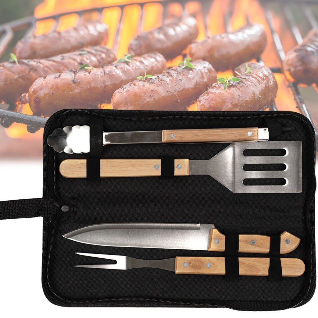 Grillbesteck-Set in schöner Tasche, 4-teilig