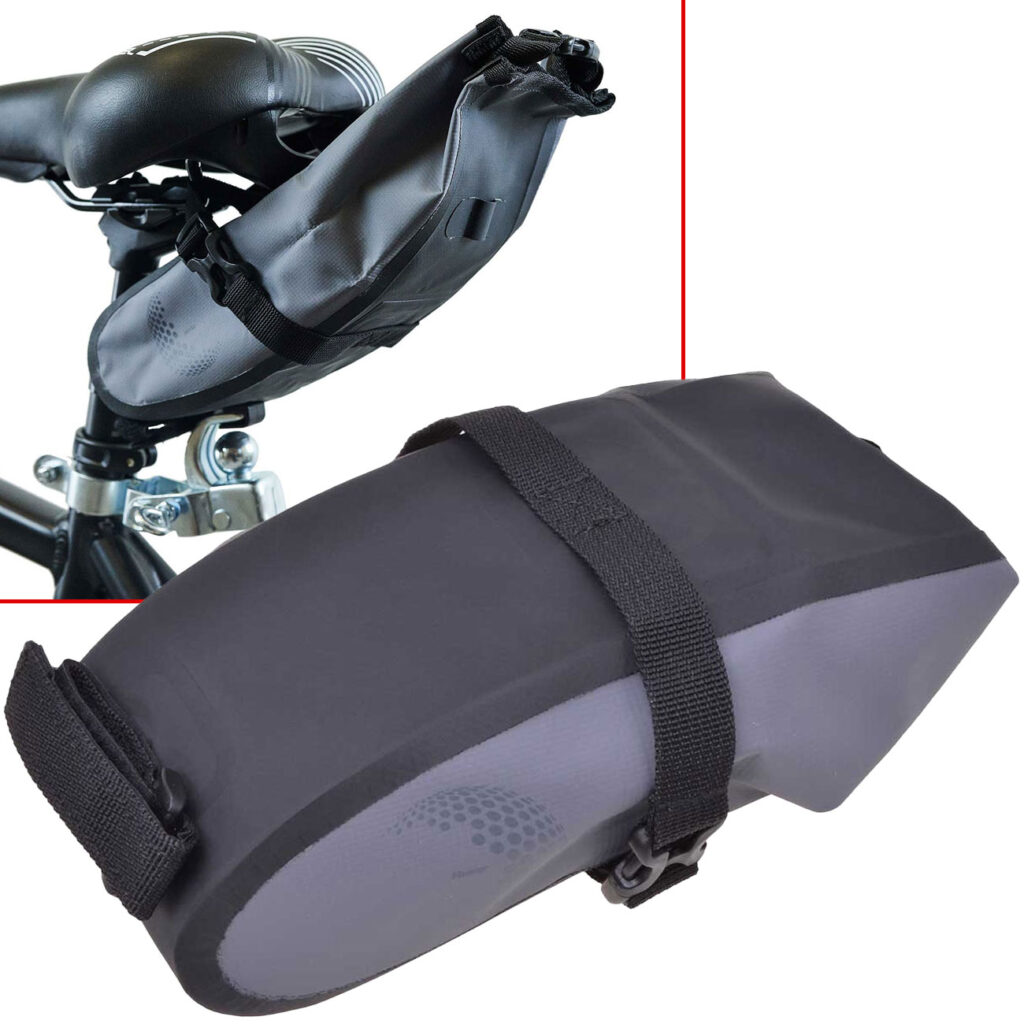 Satteltasche fürs Velo, wasserdicht, grau