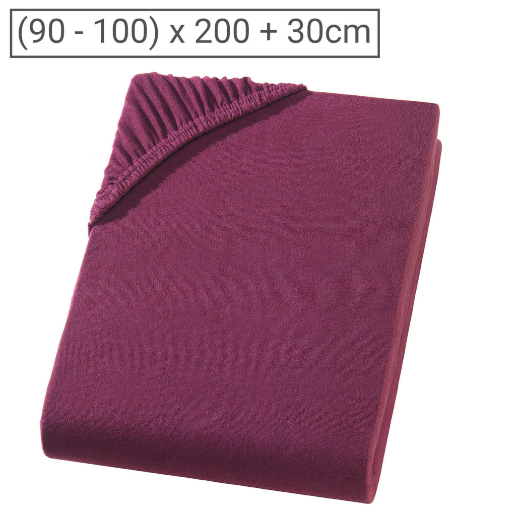 Einzelbett Qualitäts-Jersey Fixleintuch, 100% Baumwolle, bordeaux, 90 x 200 cm Einzelbett Qualitäts-Jersey Fixleintuch, 100% Baumwolle, bordeaux, 90 x 200 cm