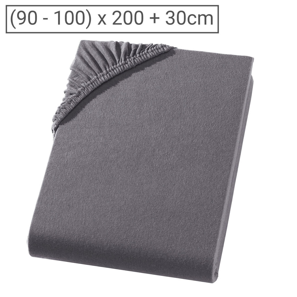 Einzelbett Qualitäts-Jersey Fixleintuch, 100% Baumwolle, anthrazit, 90 x 200 cm Einzelbett Qualitäts-Jersey Fixleintuch, 100% Baumwolle, anthrazit, 90 x 200 cm