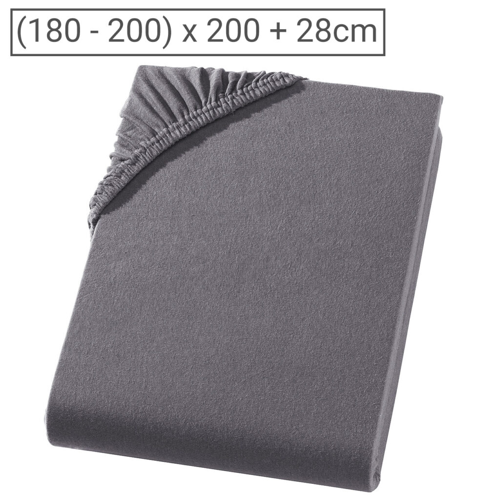 Übergrösse Qualitäts-Jersey Fixleintuch, 100% Baumwolle, anthrazit, 200 x 200 cm Übergrösse Qualitäts-Jersey Fixleintuch, 100% Baumwolle, anthrazit, 200 x 200 cm