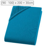 Einzelbett Premium Qualitäts-Jersey Fixleintuch, 100% Baumwolle, petrol, 90 x 200 cm