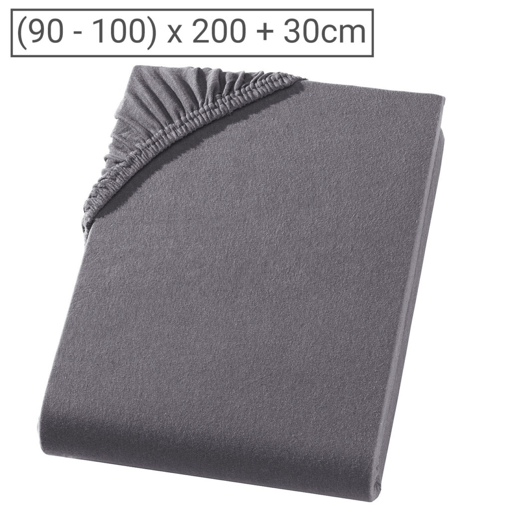 Einzelbett Premium Qualitäts-Jersey Fixleintuch, 100% Baumwolle, anthrazit, 90 x 200 cm Einzelbett Premium Qualitäts-Jersey Fixleintuch, 100% Baumwolle, anthrazit, 90 x 200 cm