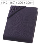 Doppelbett Premium Qualitäts-Jersey Fixleintuch, 100% Baumwolle, schwarz, 160 x 200 cm